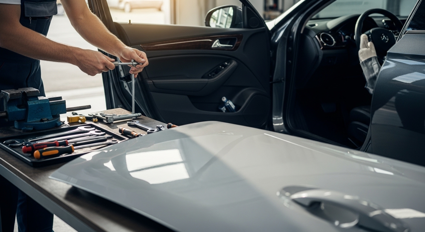 Mécanicien professionnel travaillant pour changer