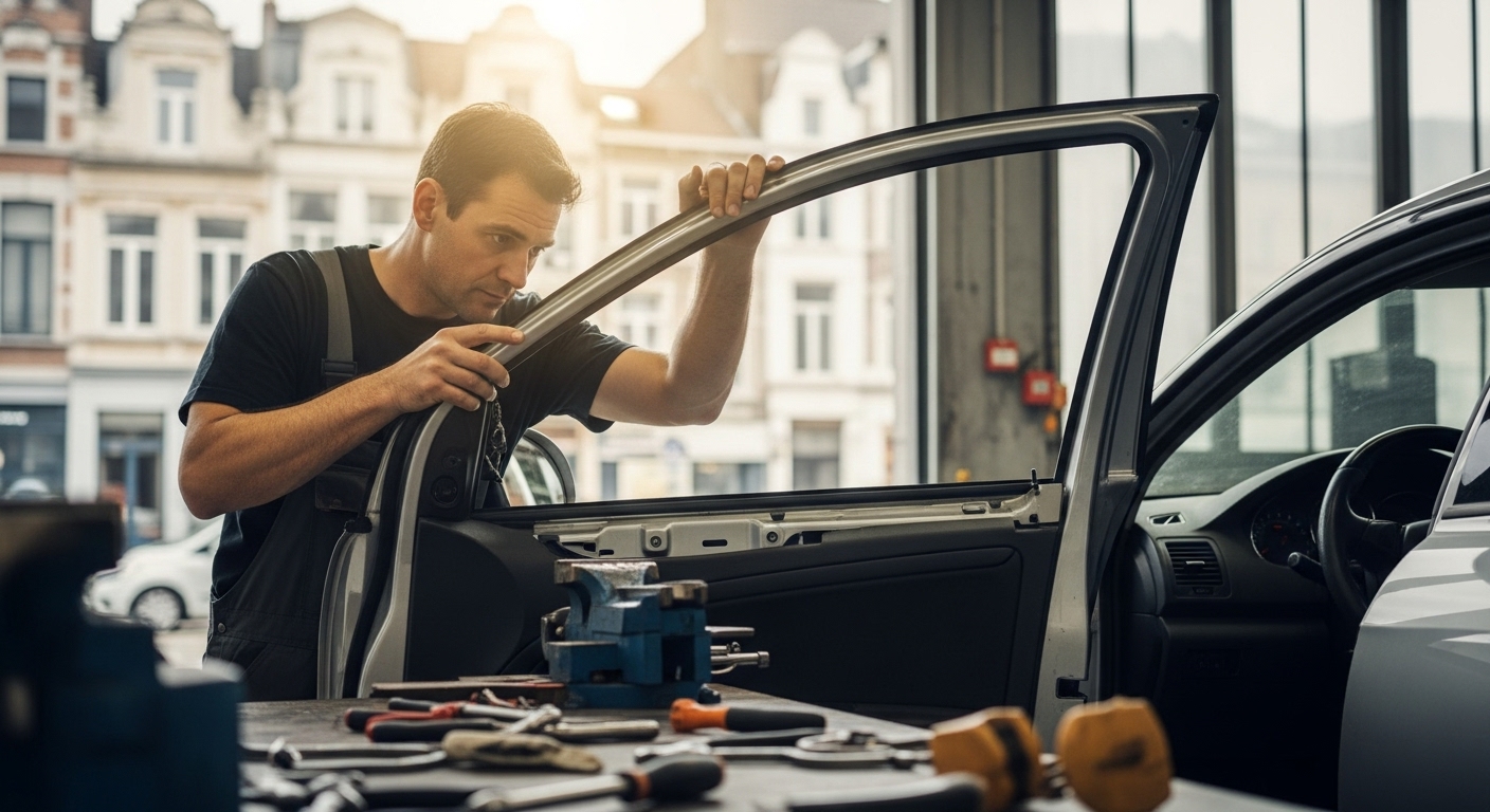 Mécanicien inspectant une carrosserie